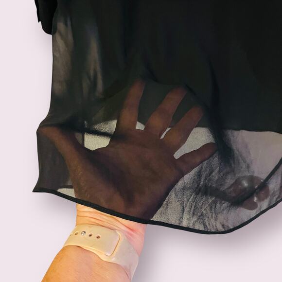 Chico's Womens Top 1 Medium Black Twofer Attached Shell Sheer Tunic Embroidered - Picture 8 of 14